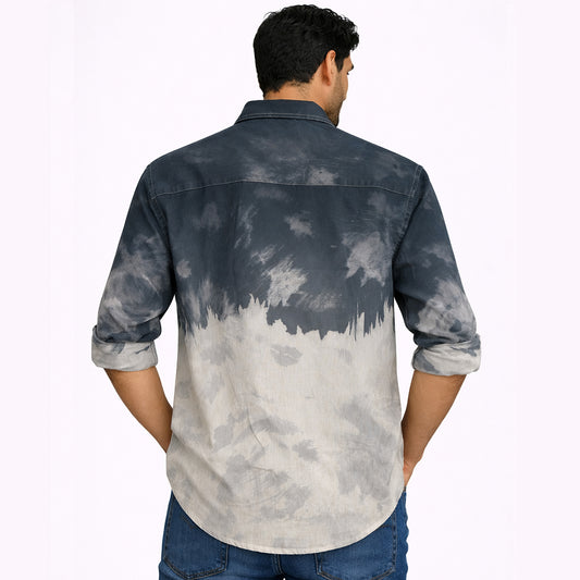 Men’s Tailored Fit Printed Casual Shirt – Black