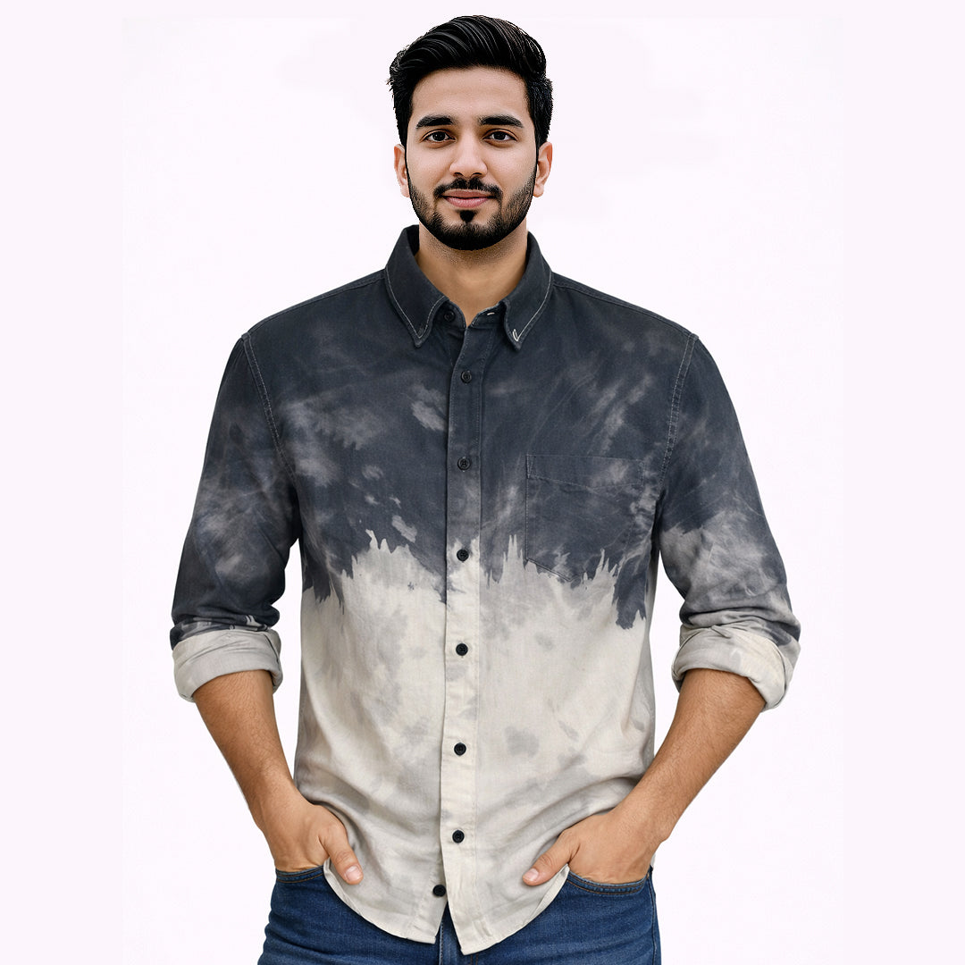 Men’s Tailored Fit Printed Casual Shirt – Black