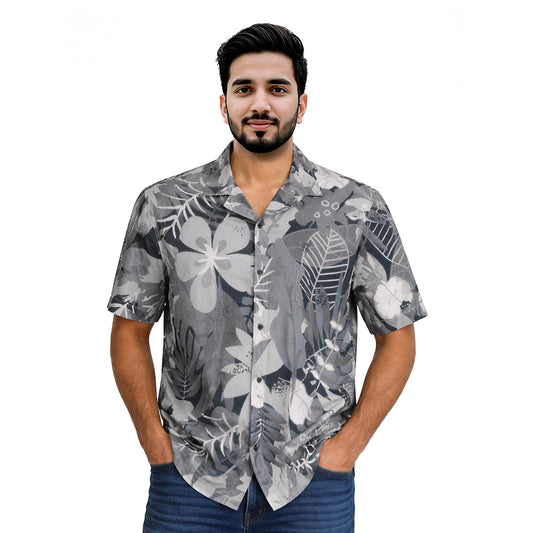 Men’s Slim Fit Cuban collar Casual Shirt – Grey