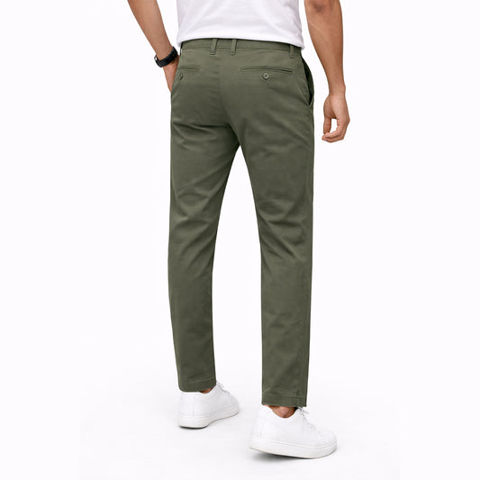 Men’s Pencil Fit Premium Chinos Work Trousers – Dark Green