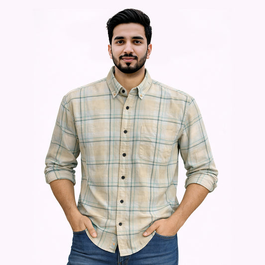 Men’s Tailored Fit Checks Casual Shirt – Green