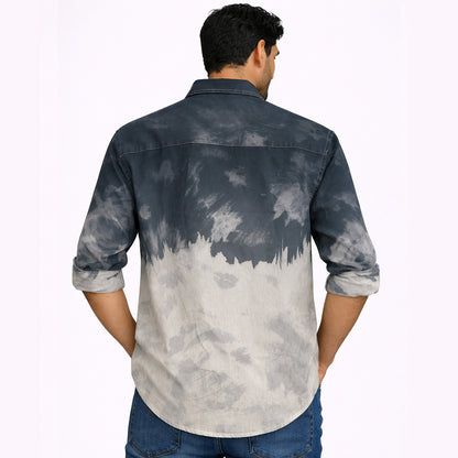 Men’s Tailored Fit Printed Casual Shirt – Black