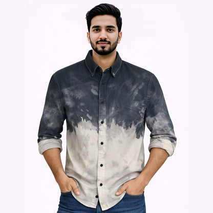 Men’s Tailored Fit Printed Casual Shirt – Black
