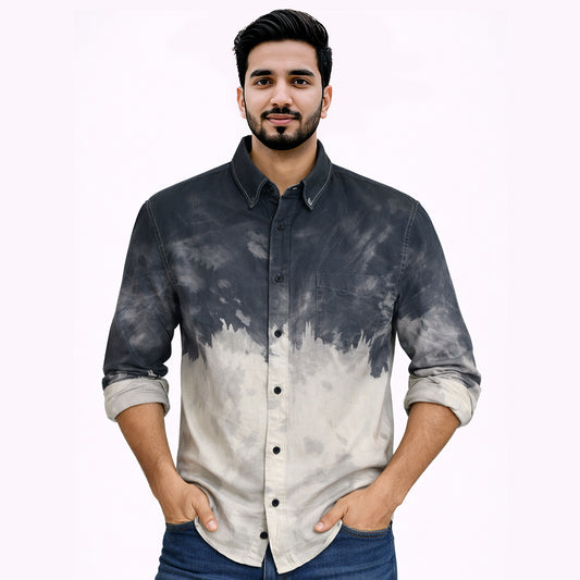 Men’s Tailored Fit Printed Casual Shirt – Black