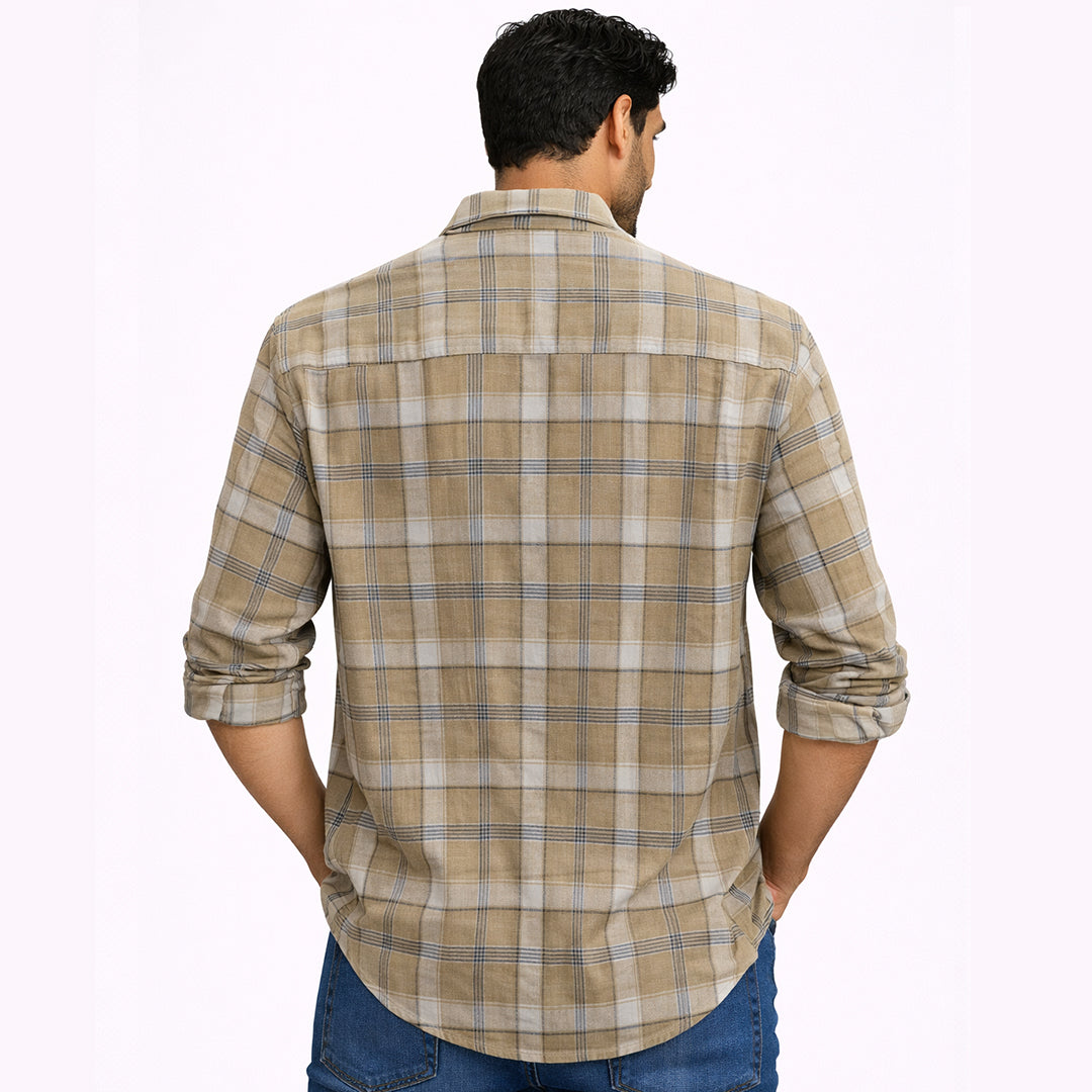 Men’s Tailored Fit Checks Casual Shirt – Green
