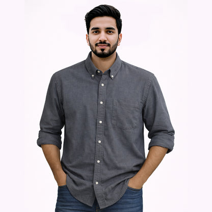Men’s Slim Fit Oxford Formal Shirt – Grey