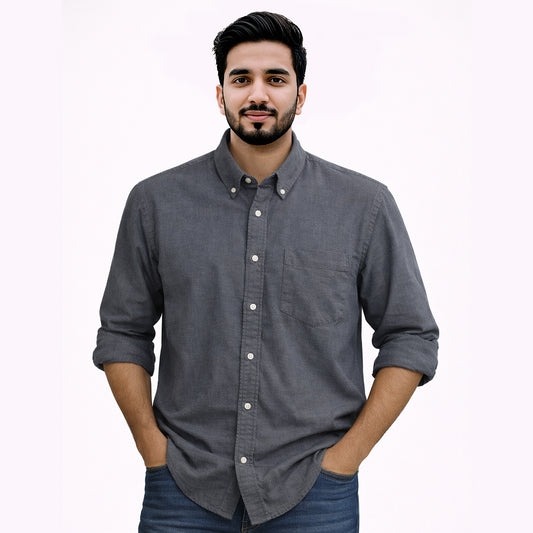 Men’s Slim Fit Oxford Formal Shirt – Grey