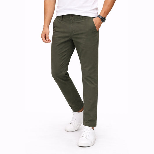 Men’s Pencil Fit Premium Chinos Work Trousers – Dark Green