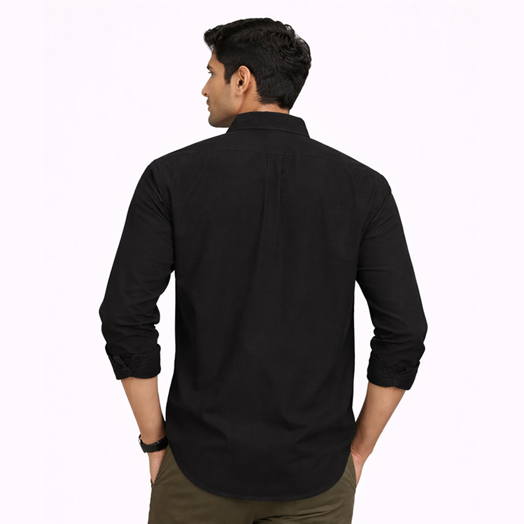 Men’s Tailored Fit Linen Casual Shirt – Black