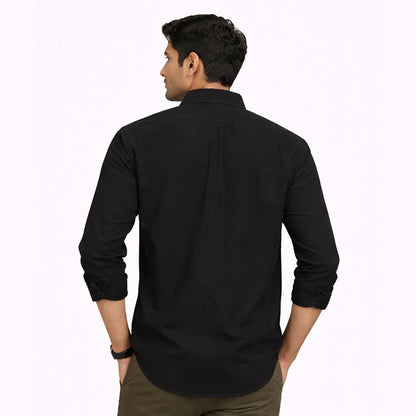 Men’s Tailored Fit Linen Casual Shirt – Black