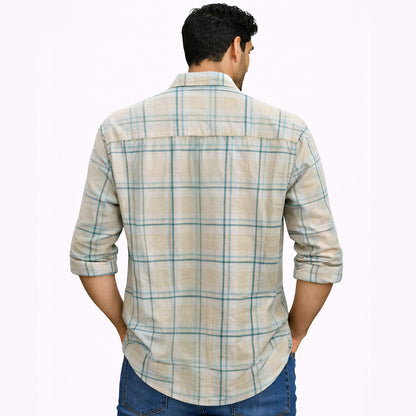Men’s Tailored Fit Checks Casual Shirt – Green