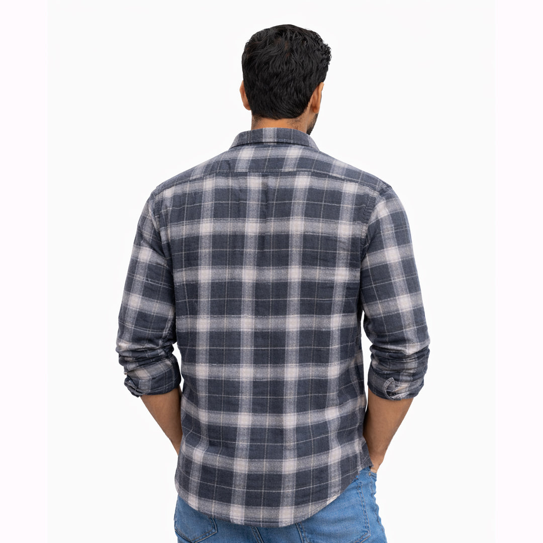 Men’s Tailored Fit Printed Casual Shirt – Blue Stripe