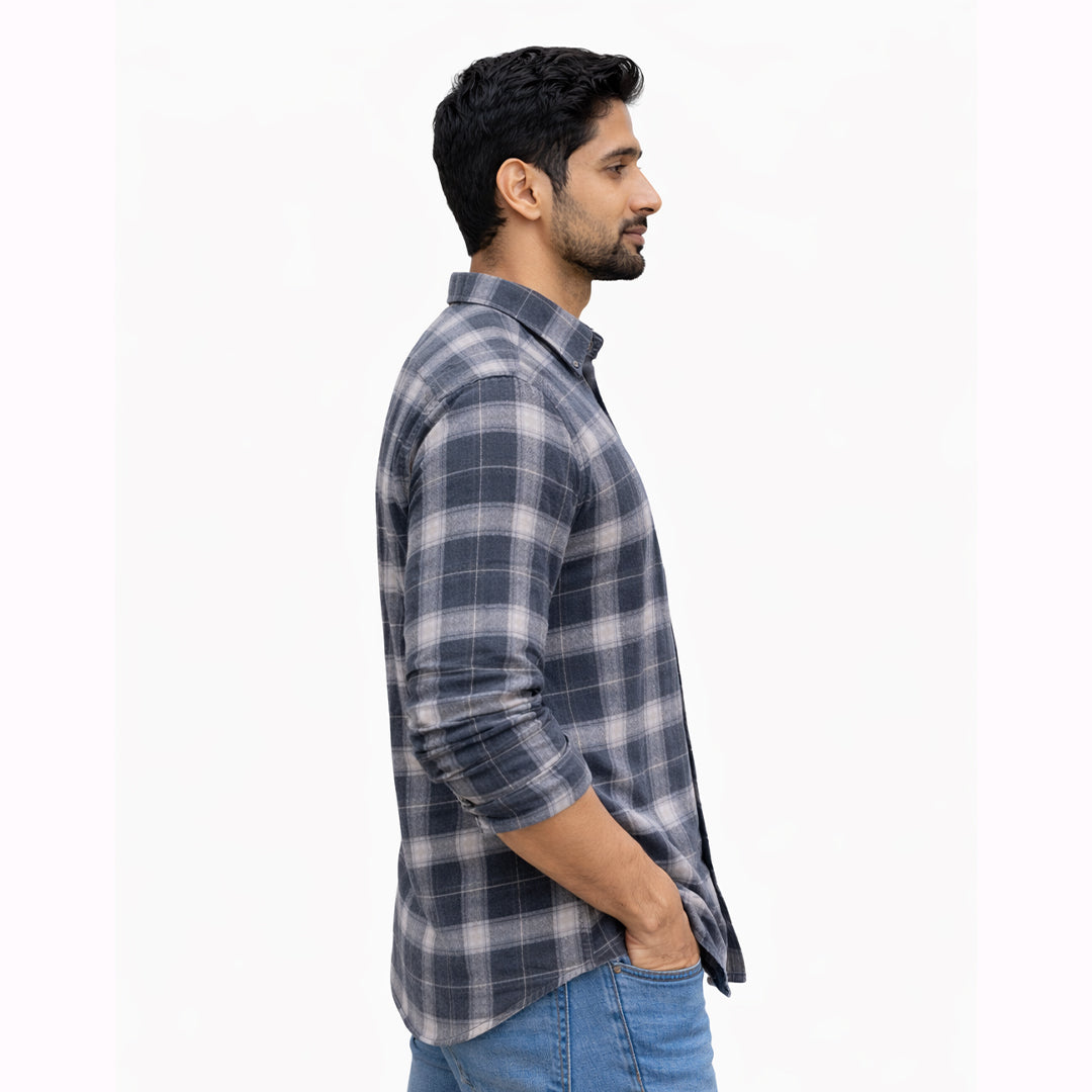 Men’s Tailored Fit Printed Casual Shirt – Blue Stripe